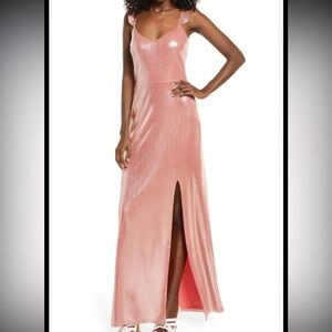 Wayf Deep Coral Metallic Dress